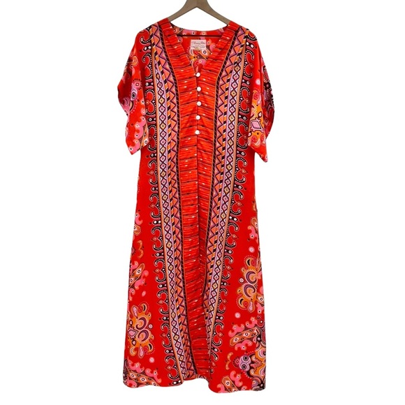 RARE Vintage 60s Robe Beach Coverup Kimono Riviera Robes California Created M/L - Picture 3 of 15